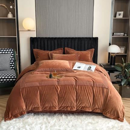 91家纺网 家纺一手货源 找家纺 总淼铭家纺2025秋冬新品A类婴肤绒水溶花边牛奶绒四件套-雅系列