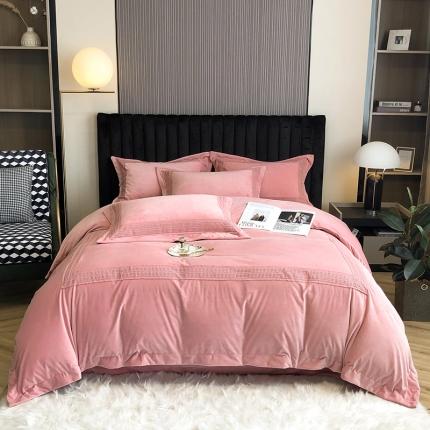 91家纺网 家纺一手货源 找家纺 总淼铭家纺2025秋冬新品A类婴肤绒水溶花边牛奶绒四件套-雅系列