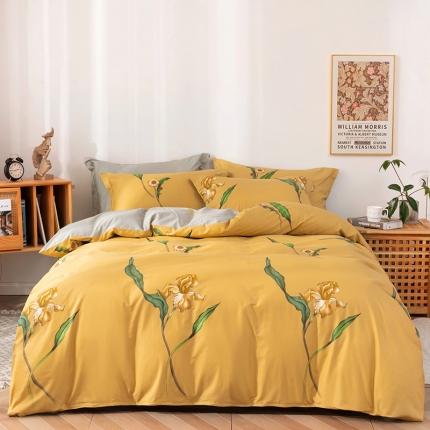 91家纺网 家纺一手货源 找家纺 星期三2021年9月新款铂金全棉13372四件套（加老板微信有会员价）缤纷羽毛-绿