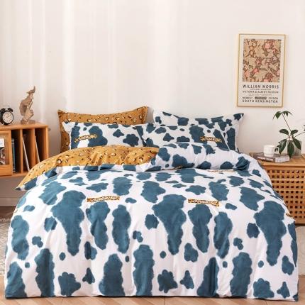 91家纺网 家纺一手货源 找家纺 星期三2021年9月新款铂金全棉13372四件套（加老板微信有会员价）缤纷羽毛-绿