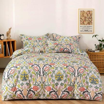 91家纺网 家纺一手货源 找家纺 星期三2021年9月新款铂金全棉13372四件套（加老板微信有会员价）缤纷羽毛-绿