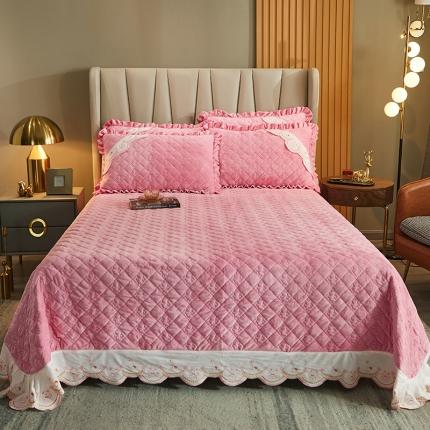 91家纺网 家纺一手货源 找家纺 （总）宜凡家纺 2021新款水晶绒夹棉绗缝床盖三件套