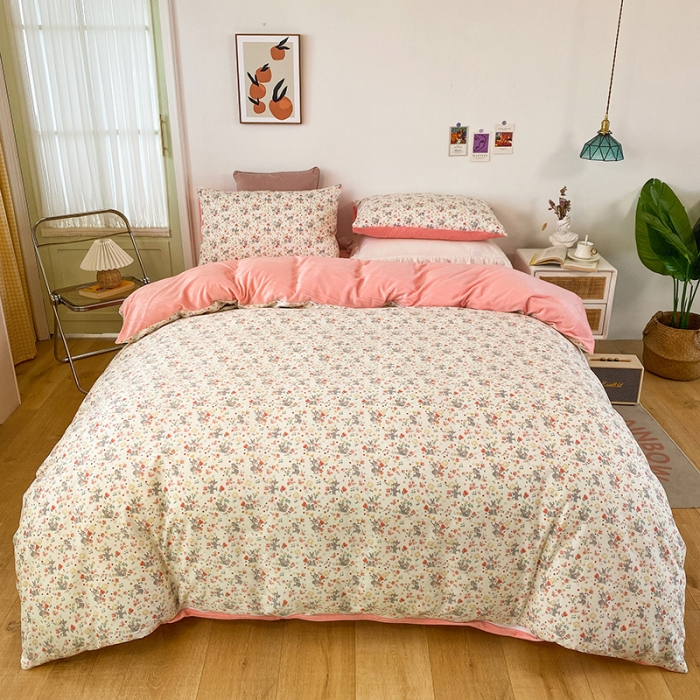 91家纺网 家纺一手货源 找家纺 珺柔家纺2021新款全棉印花水晶绒四件套花间兔