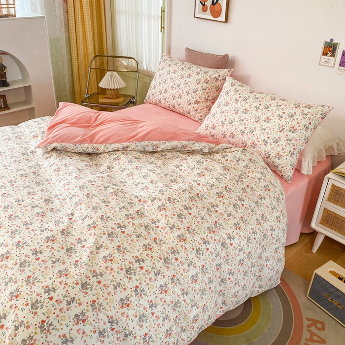 91家纺网 家纺一手货源 找家纺 珺柔家纺2021新款全棉印花水晶绒四件套花间兔