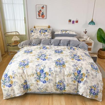 91家纺网 家纺一手货源 找家纺 珺柔家纺2021新款全棉印花水晶绒四件套罗曼