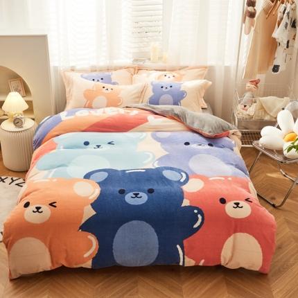 91家纺网 家纺一手货源 找家纺 佰亿莱 2024新款牛奶绒卡通大版四件套 好朋友