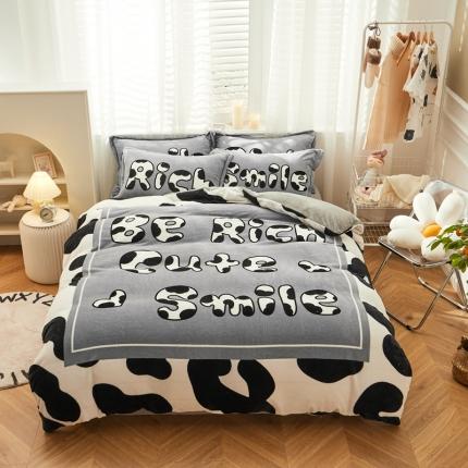 91家纺网 家纺一手货源 找家纺 佰亿莱 2024新款牛奶绒卡通大版四件套 晚安