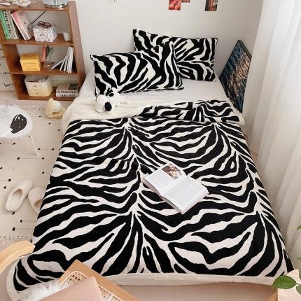 91家纺网 家纺一手货源 找家纺 雅居纺 2022新款A版牛奶绒B版羊羔绒复合毯 斑马纹