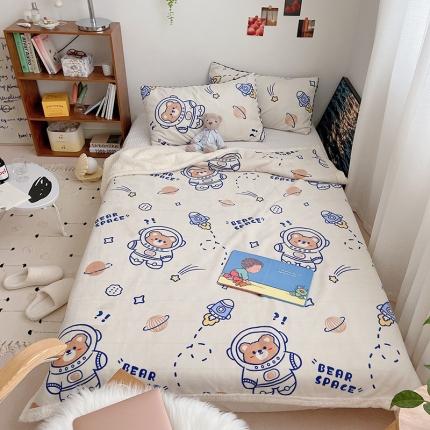 91家纺网 家纺一手货源 找家纺 雅居纺 2022新款A版牛奶绒B版羊羔绒复合毯 太空熊