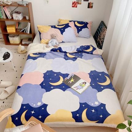 91家纺网 家纺一手货源 找家纺 雅居纺 2022新款A版牛奶绒B版羊羔绒复合毯 星月