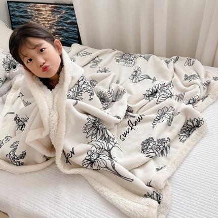 雅居纺 2022新款A版牛奶绒B版羊羔绒复合毯 向日葵