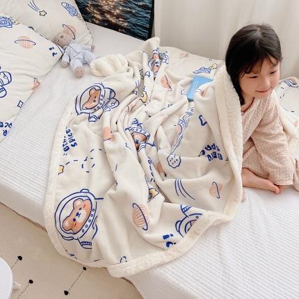 雅居纺 2022新款A版牛奶绒B版羊羔绒复合毯 太空熊