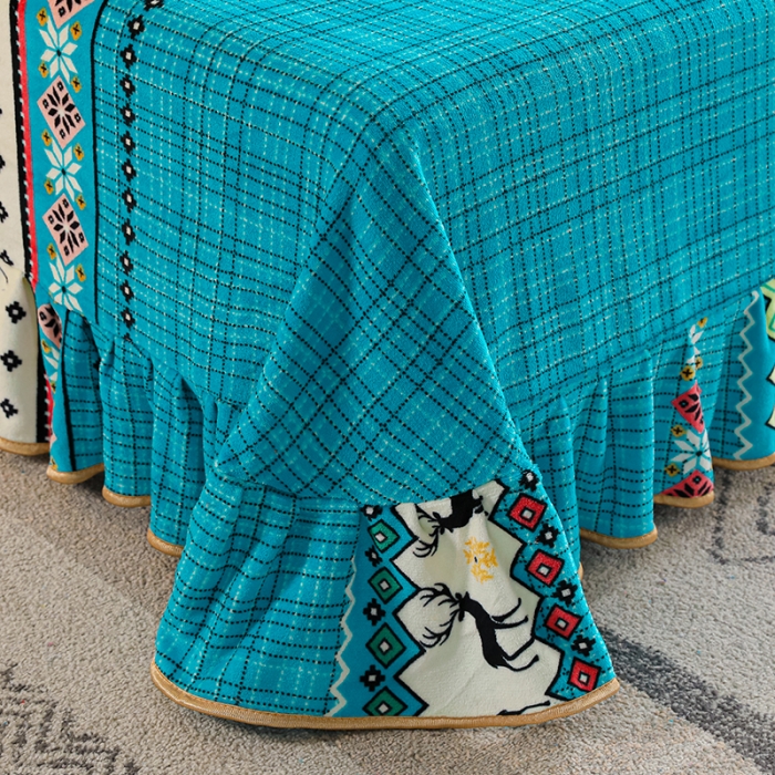 91家纺网 家纺一手货源 找家纺 U品汇2021新品金貂法莱绒加厚保暖牛奶绒床裙款四件套招财鹿