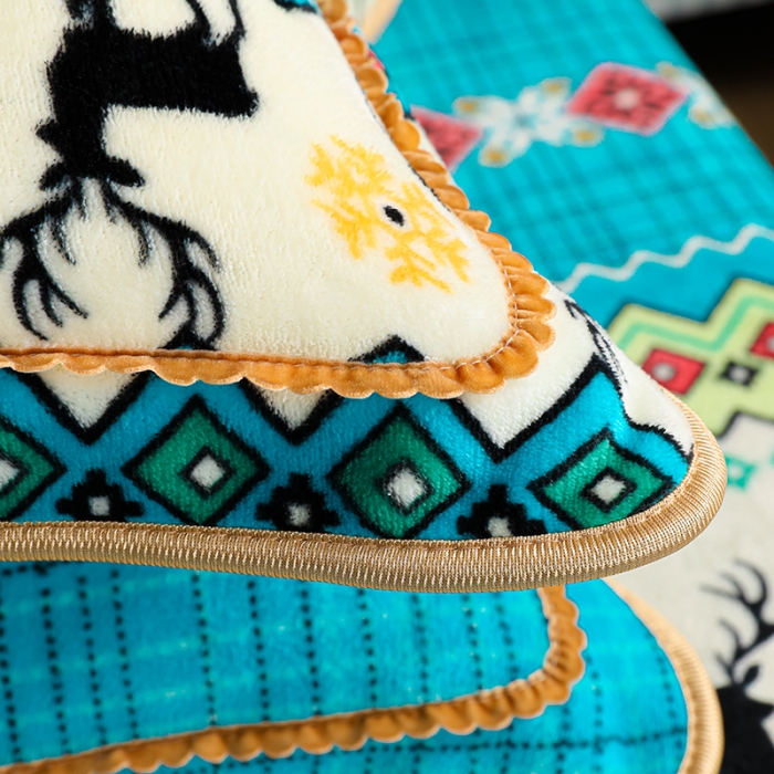 91家纺网 家纺一手货源 找家纺 U品汇2021新品金貂法莱绒加厚保暖牛奶绒床裙款四件套招财鹿