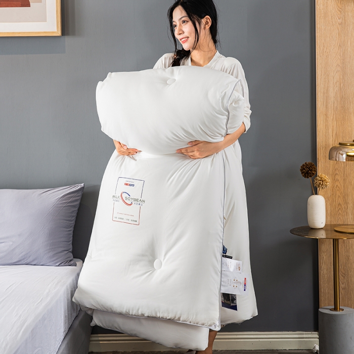 91家纺网 家纺一手货源 找家纺 被靠被 2023白金双合芯牛奶蛋白大豆蛋白冬被春秋被 白色