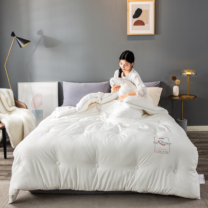 91家纺网 家纺一手货源 找家纺 被靠被 2023白金双合芯牛奶蛋白大豆蛋白冬被春秋被 白色