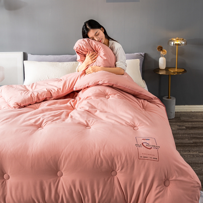 91家纺网 家纺一手货源 找家纺 被靠被 2023白金双合芯牛奶蛋白大豆蛋白冬被春秋被 豆沙粉