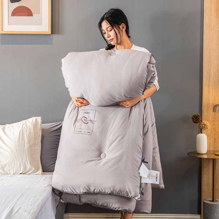 91家纺网 家纺一手货源 找家纺 被靠被 2023白金双合芯牛奶蛋白大豆蛋白冬被春秋被 灰色