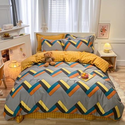 91家纺网 家纺一手货源 找家纺 （总）金爱家 2021新款大版秋冬纯棉磨毛四件套