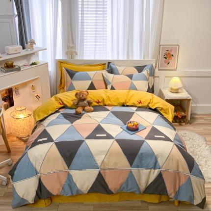 91家纺网 家纺一手货源 找家纺 （总）金爱家 2021新款大版秋冬纯棉磨毛四件套