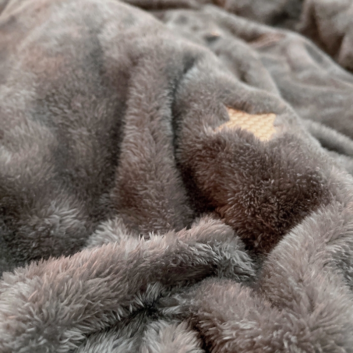 91家纺网 家纺一手货源 找家纺 雅居纺 2022新款泰迪绒绣花四件套拍摄风格1 许愿星-深灰