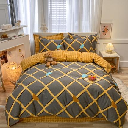 91家纺网 家纺一手货源 找家纺 （总）金爱家 2021新款大版秋冬纯棉磨毛四件套