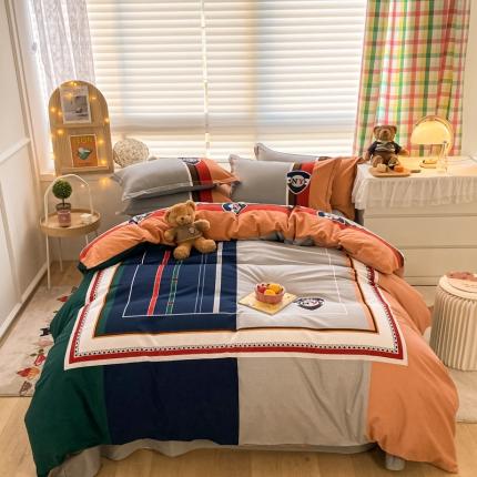 91家纺网 家纺一手货源 找家纺 （总）金爱家 2021新款大版秋冬纯棉磨毛四件套