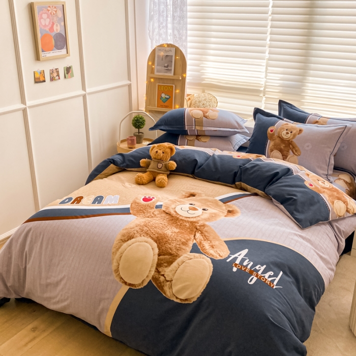 91家纺网 家纺一手货源 找家纺 （总）金爱家 2021新款大版秋冬纯棉磨毛四件套