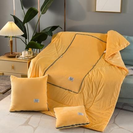 91家纺网 家纺一手货源 找家纺 照世家2021新款水晶绒抱枕-贴布绣 姜黄