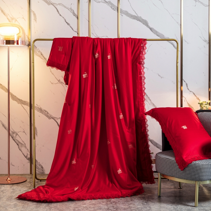 91家纺网 家纺一手货源 找家纺 （总）洁蚕居 2021年新婚庆大红蚕丝被冬被高档被芯直播供货