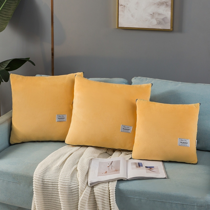 91家纺网 家纺一手货源 找家纺 照世家2021新款水晶绒抱枕-贴布绣 姜黄