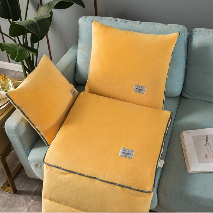 91家纺网 家纺一手货源 找家纺 照世家2021新款水晶绒抱枕-贴布绣 姜黄