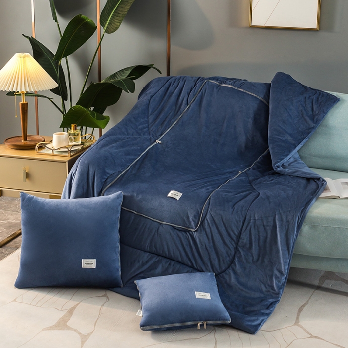 91家纺网 家纺一手货源 找家纺 照世家2021新款水晶绒抱枕-贴布绣 蓝色