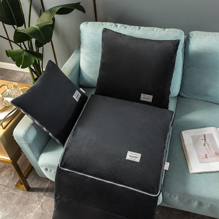 91家纺网 家纺一手货源 找家纺 照世家2021新款水晶绒抱枕-贴布绣 深灰