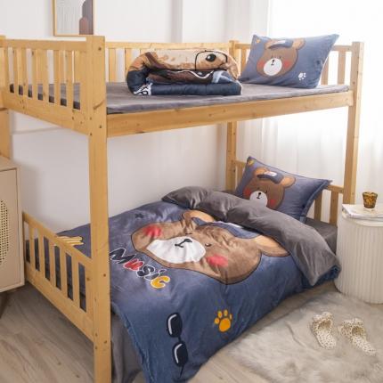 91家纺网 家纺一手货源 找家纺 （总）宅部落2021新款大版卡通牛奶绒法莱绒三四件套