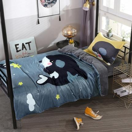 91家纺网 家纺一手货源 找家纺 （总）宅部落2021新款大版卡通牛奶绒法莱绒三四件套