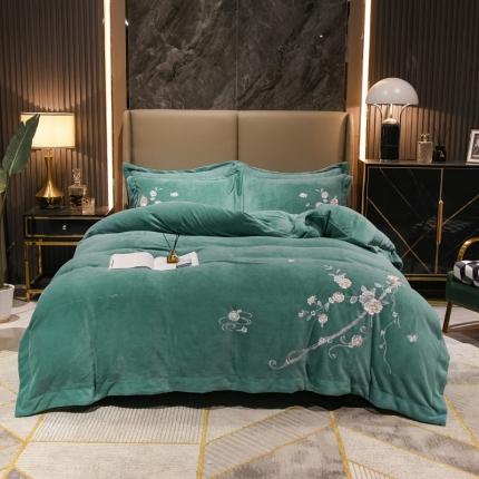 91家纺网 家纺一手货源 找家纺 （总）诗黛尔2021新款秋冬保暖牛奶绒绣花四件套