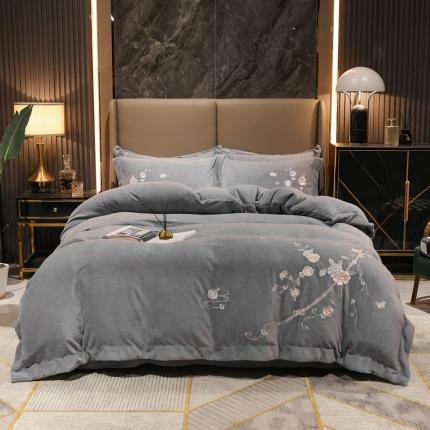 91家纺网 家纺一手货源 找家纺 （总）诗黛尔2021新款秋冬保暖牛奶绒绣花四件套