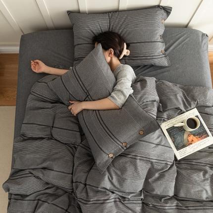 91家纺网 家纺一手货源 找家纺 （总）华超针织 2021新款水洗纽扣提花四件套