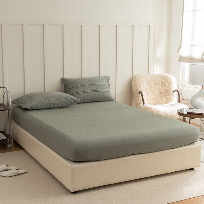 91家纺网 家纺一手货源 找家纺 华超针织 2021新款水洗纽扣提花四件套 灰绿