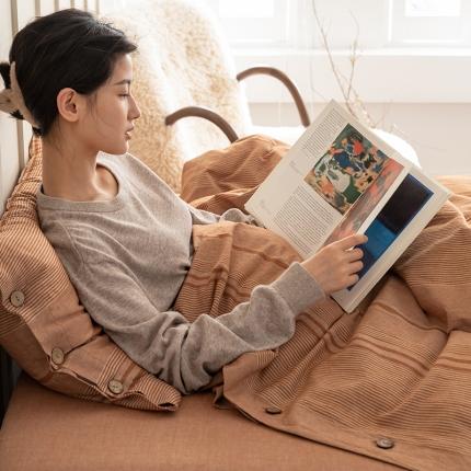 华超针织 2021新款水洗纽扣提花四件套 南瓜