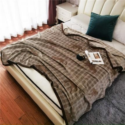 卡奥AB版加厚复合云毯法莱绒毛毯空调休闲毯沙发盖毯 格子豹
