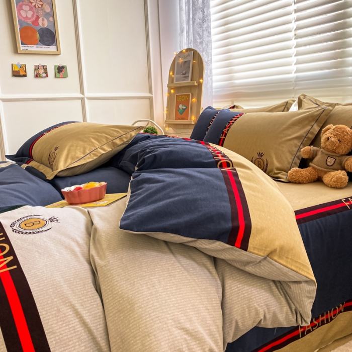 91家纺网 家纺一手货源 找家纺 金爱家 2021新款大版秋冬纯棉磨毛四件套 宝莉