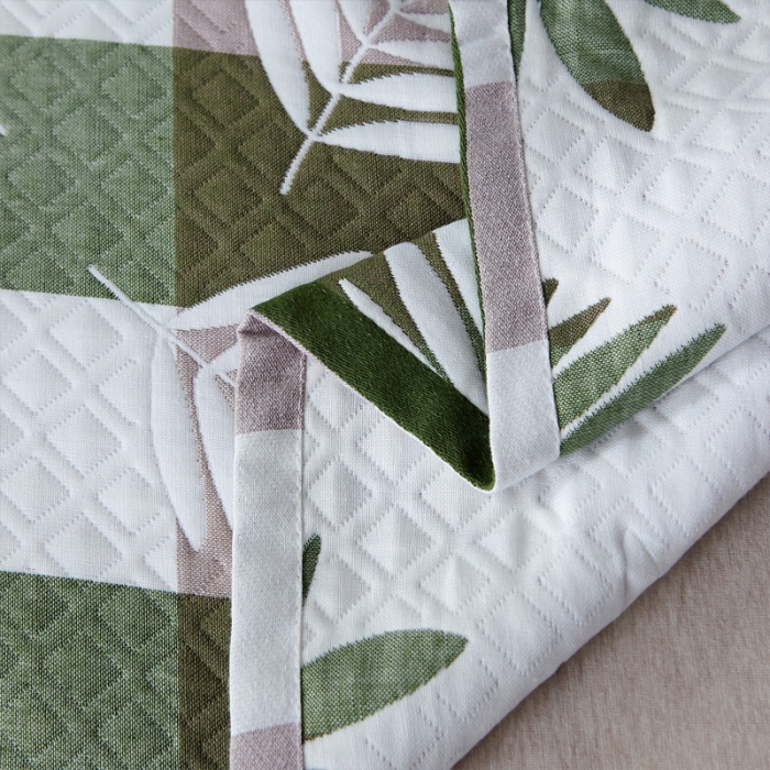 91家纺网 家纺一手货源 找家纺 朴尔 2021新款优棉格调风三层纱布枕巾 枫叶-绿