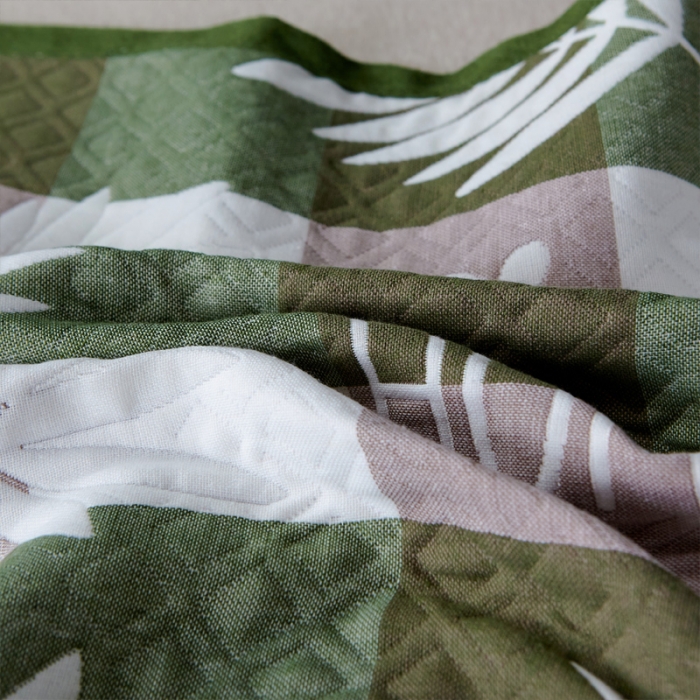 91家纺网 家纺一手货源 找家纺 朴尔 2021新款优棉格调风三层纱布枕巾 枫叶-绿