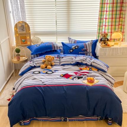 金爱家 2021新款大版秋冬纯棉磨毛四件套 超级赛道