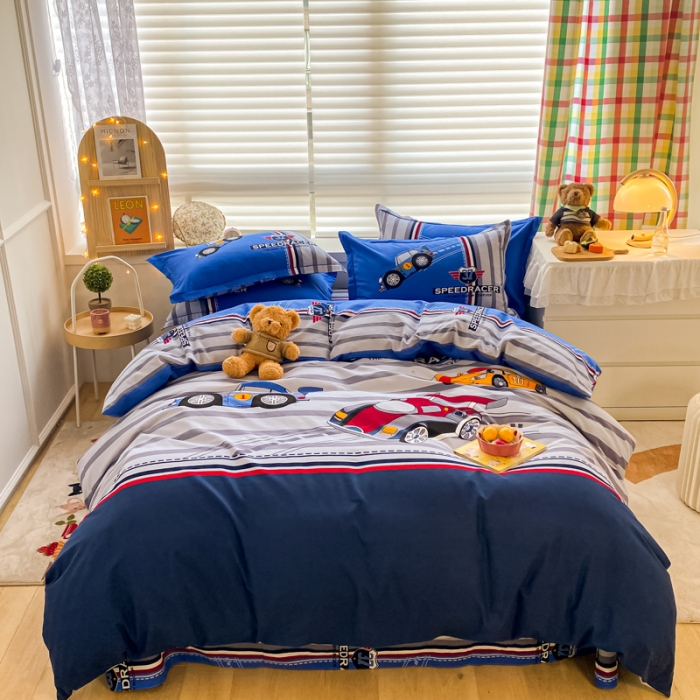 91家纺网 家纺一手货源 找家纺 金爱家 2021新款大版秋冬纯棉磨毛四件套 超级赛道