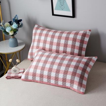 91家纺网 家纺一手货源 找家纺 朴尔 2021新款优棉格调风三层纱布枕巾 格调-粉