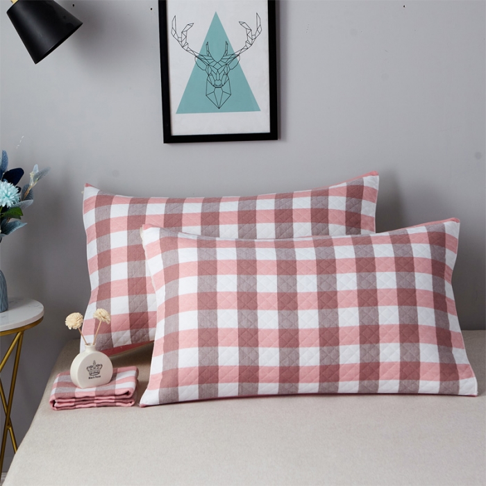 91家纺网 家纺一手货源 找家纺 朴尔 2021新款优棉格调风三层纱布枕巾 格调-粉