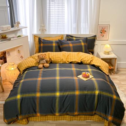 91家纺网 家纺一手货源 找家纺 金爱家 2021新款大版秋冬纯棉磨毛四件套 晨露